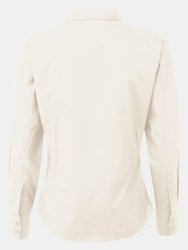 Premier Womens/Ladies Poplin Long Sleeve Blouse / Plain Work Shirt (Natural)