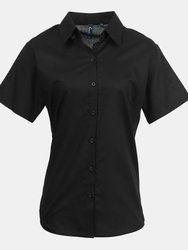 Premier Womens/Ladies Signature Oxford Short Sleeve Work Shirt (Black) - Black