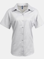 Premier Womens/Ladies Signature Oxford Short Sleeve Work Shirt (Silver) - Silver