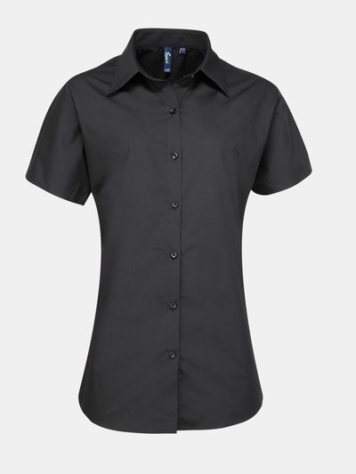 Premier Premier Womens/Ladies Supreme Heavy Poplin Short Sleeve Work Shirt (Black) product