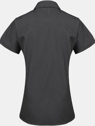Premier Womens/Ladies Supreme Heavy Poplin Short Sleeve Work Shirt (Black)