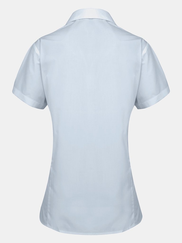 Premier Womens/Ladies Supreme Heavy Poplin Short Sleeve Work Shirt (Light Blue)