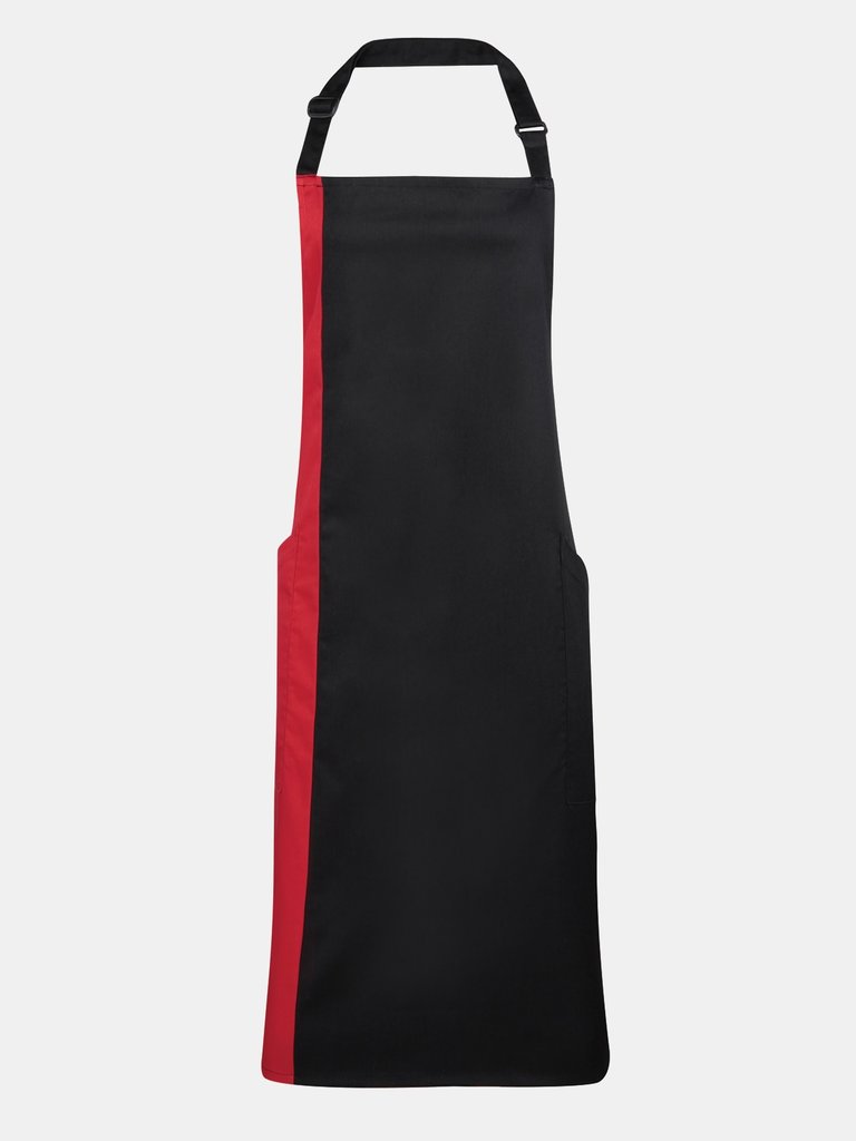 Unisex Contrast Workwear Bib Apron - Black/ Red - Black/ Red