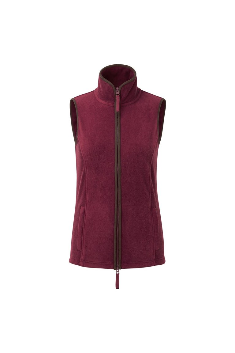 Womens/Ladies Artisan Fleece Vest - Burgundy/Brown - Burgundy/Brown