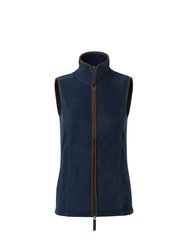 Womens/Ladies Artisan Fleece Vest - Navy/Brown - Navy/Brown