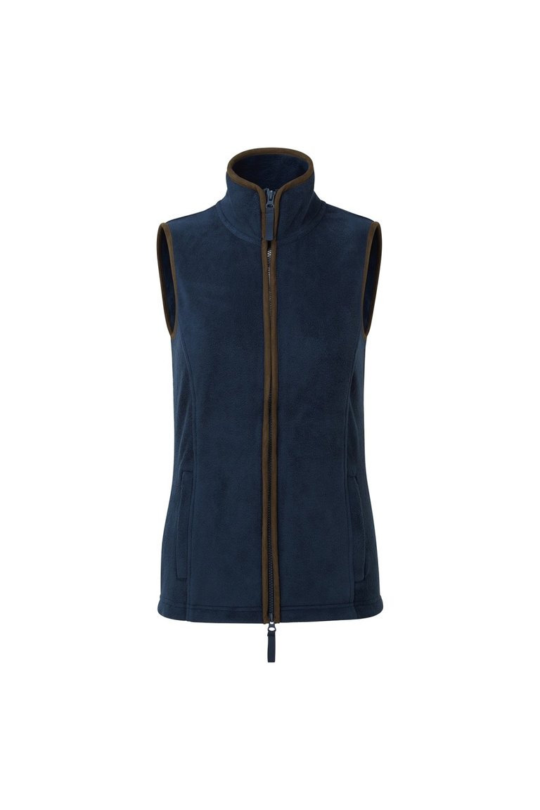 Womens/Ladies Artisan Fleece Vest - Navy/Brown - Navy/Brown