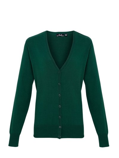 Premier Womens/Ladies Button Through Long Sleeve V-neck Knitted Cardigan - Bottle product