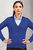Womens/Ladies Button Through Long Sleeve V-Neck Knitted Cardigan - Royal - Royal