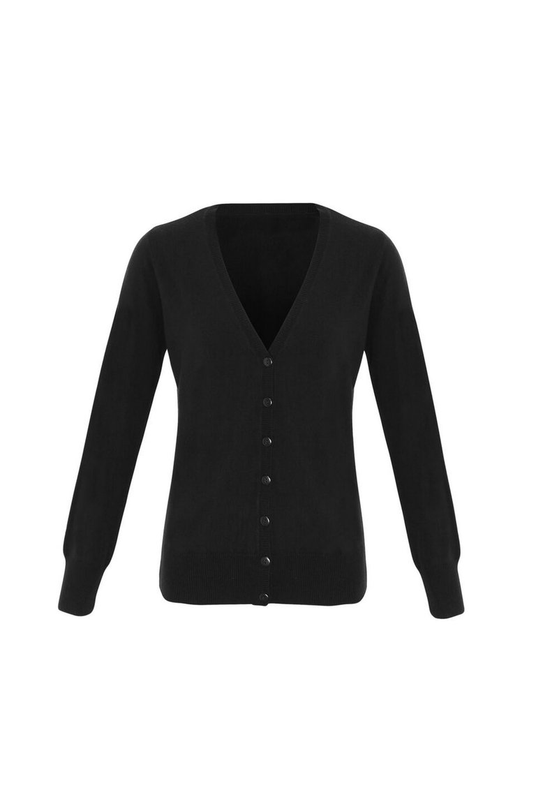 Womens/Ladies Essential Acrylic Cardigan - Black - Black