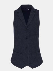 Womens/Ladies Herringbone Waistcoat - Navy - Navy