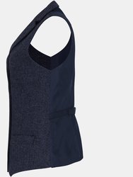 Womens/Ladies Herringbone Waistcoat - Navy