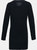 Womens/Ladies Longline V Neck Knitted Cardigan - Black