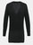 Womens/Ladies Longline V Neck Knitted Cardigan - Black - Black
