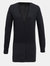 Womens/Ladies Longline V Neck Knitted Cardigan - Charcoal - Charcoal