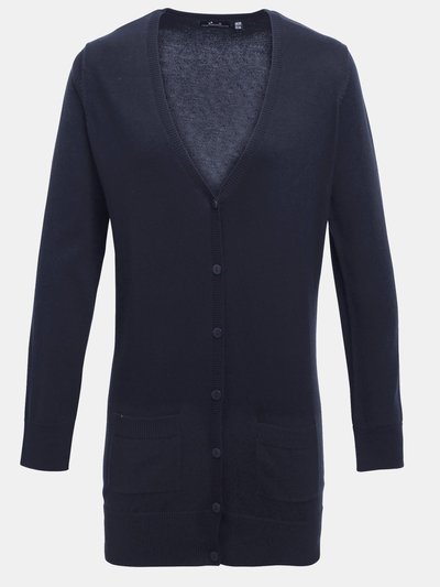Premier Womens/Ladies Longline V Neck Knitted Cardigan - Navy product