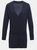 Womens/Ladies Longline V Neck Knitted Cardigan - Navy - Navy