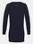 Womens/Ladies Longline V Neck Knitted Cardigan - Navy