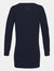 Womens/Ladies Longline V Neck Knitted Cardigan - Navy