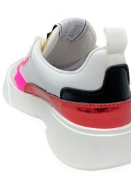 Genius White/Fuchsia/Red Lace Up Sneaker