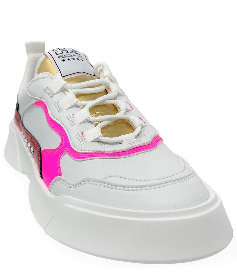 Genius White/Fuchsia/Red Lace Up Sneaker