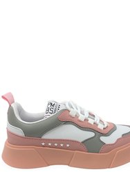 Rose/White Lace Up Sneaker - Rose/White
