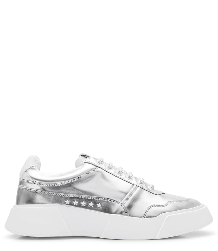 Silver Lace Up Sneaker - Silver