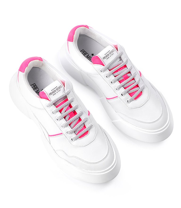 White/Pink Lace Up Sneaker