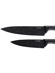 47735 6" Stone Quartz Nonstick Knife Set - Black & Gold Speckle 2 Piece