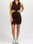 Collared Cutout Mini Dress In Chocolate