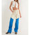 Color Blocked Long Pants In Ivory/Blue - Ivory/Blue