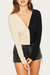 Colorblock Cardigan In Beige/Black