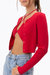 Cropped Ribbed-Knit Cardigan In Red