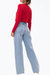 Cropped Ribbed-Knit Cardigan In Red