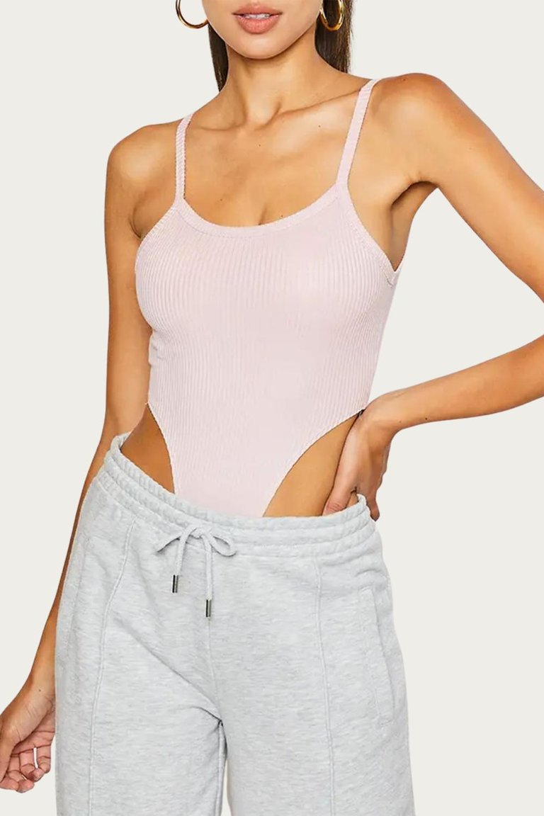 High-Leg Ribbed Knit Bodysuit In Mauve - Mauve