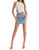 Rhinestone Mini Skirt In Washed Denim - Washed Denim