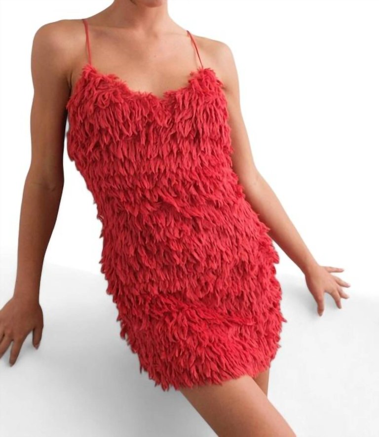 Shae Shaggy Dress In Red