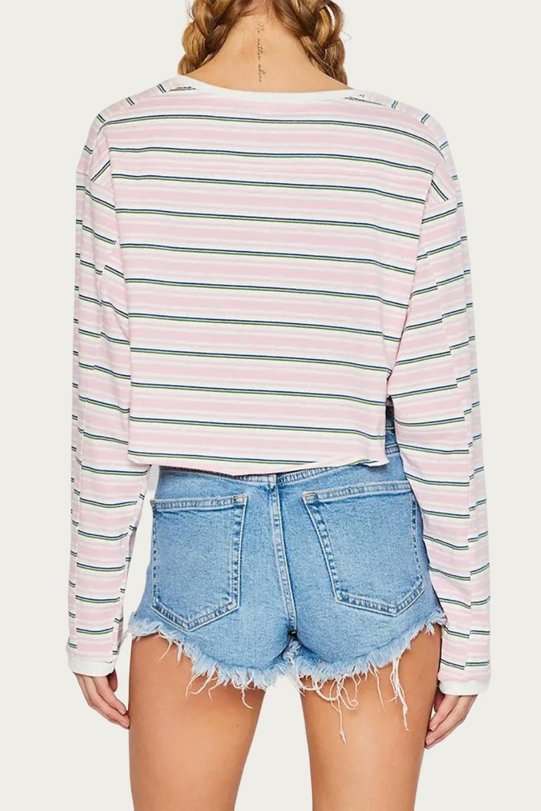 Striped Raglan Sleeve T-Shirt In Pink