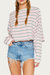 Striped Raglan Sleeve T-Shirt In Pink - Pink