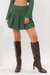 Tweed Pleated Mini Skirt In Green