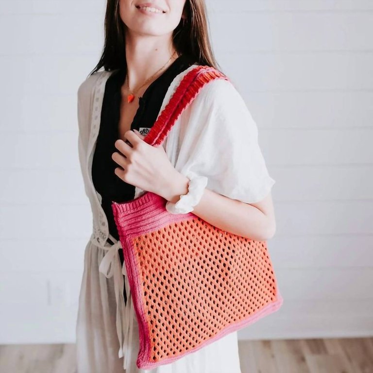 A Day In Santoria Tote Bag In Orange/pink - Orange/pink