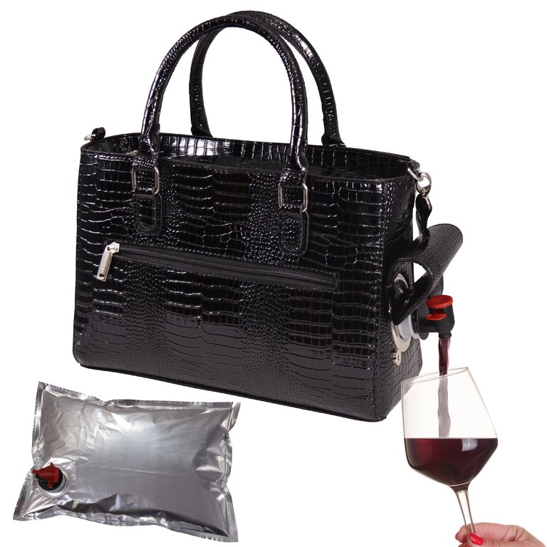 Drink Purse Croc Design - Black Croc