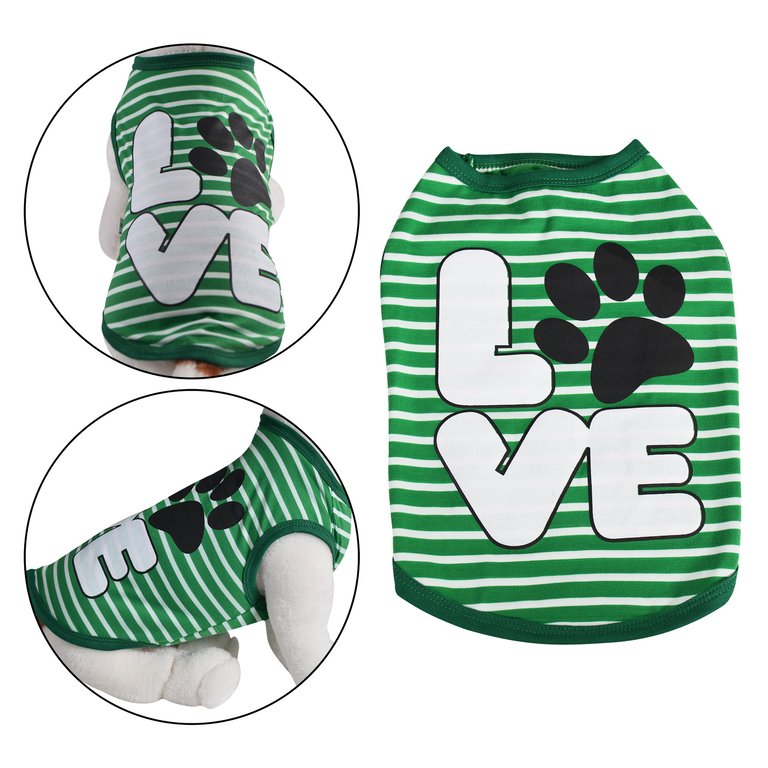 Love Design Dog Shirt - Green Stripe