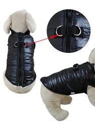 Padded Vest Jacket With Zipper Closure And Leash Ring - Black
