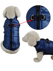 Padded Vest Jacket With Zipper Closure And Leash Ring - Blue