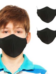 Plain Two Layer Reusable Face Masks for Kids (2-pack) - Black