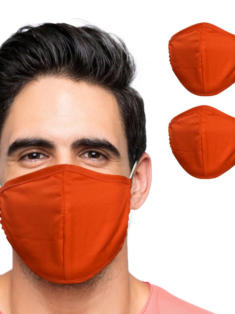 Reusable Plain Face Mask for Adults (2-pack) - Orange