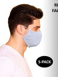 Reusable Plain Face Mask For Adults (5-pack)