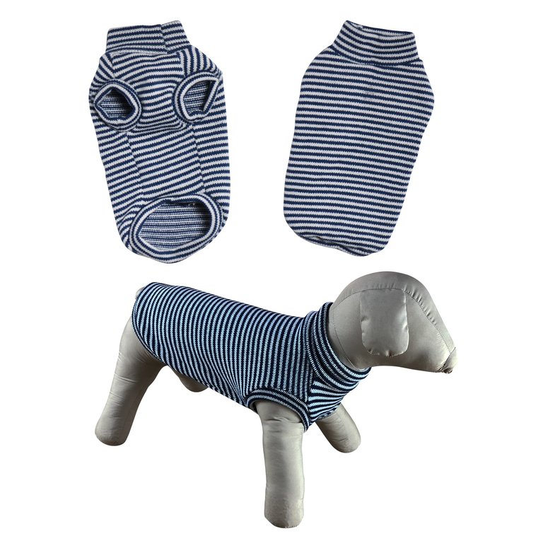 Turtleneck Dog Sweater - Blue Stripe Sweater