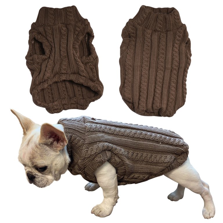 Turtleneck Dog Sweater - Brown Sweater
