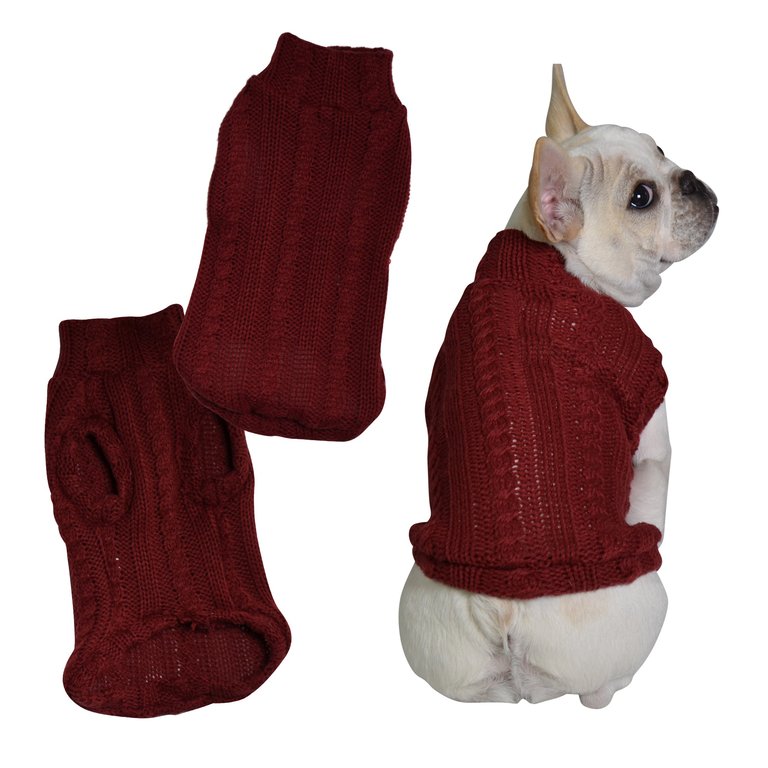 Turtleneck Dog Sweater - Burgundy Sweater